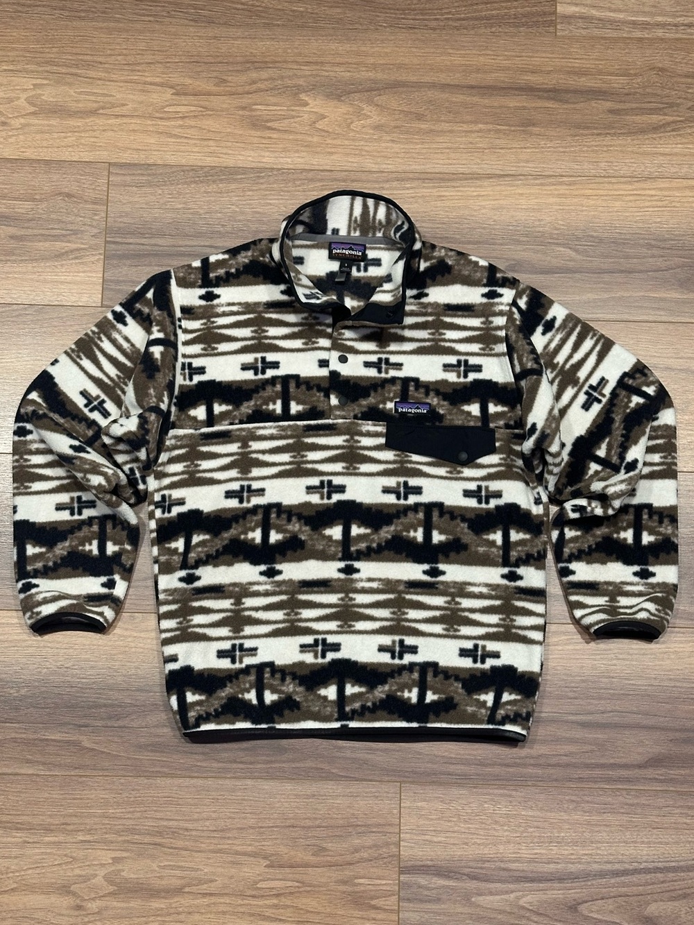 Patagonia Synchilla Snap-T Pullover in Shepherd Knit: Birch White Size Small